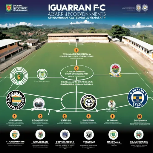 Prompt: Elementos visuales:
Un gráfico que muestre los logros de IGUARAN FC: 30 años de trayectoria, 10 sedes, más de 1000 jóvenes beneficiados.