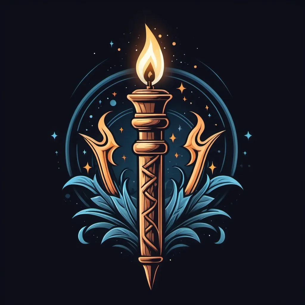 Prompt: Create an logo picture for a YouTube channel that is related to stock market trading named as 'Secret Trading Society'. It should look like a wizards wand with some magical effects and candle sticks originating from the wand. It some be simple and powerful. It should show success.