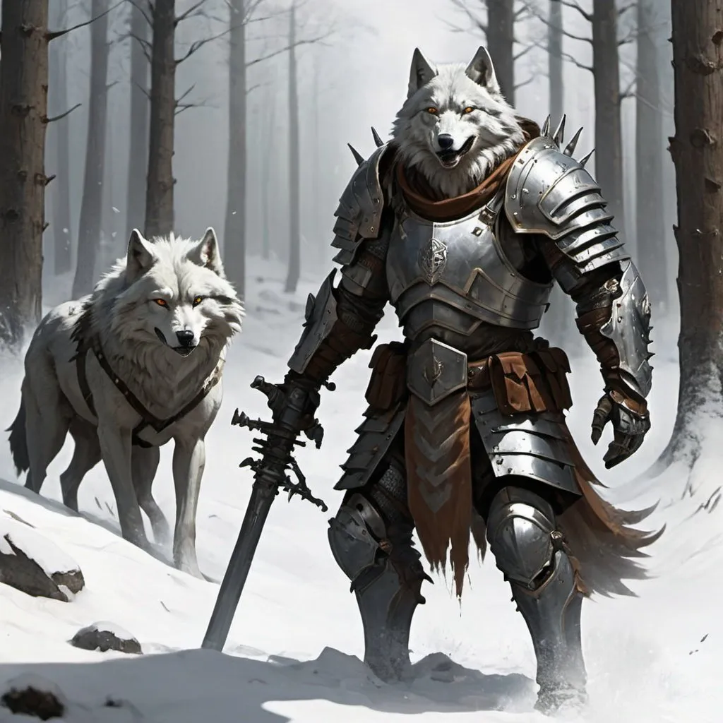 Prompt: Wolfs armored war illustratin concept art fantastic