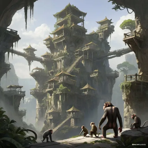 Prompt:   World of monkeys concept art fantastic