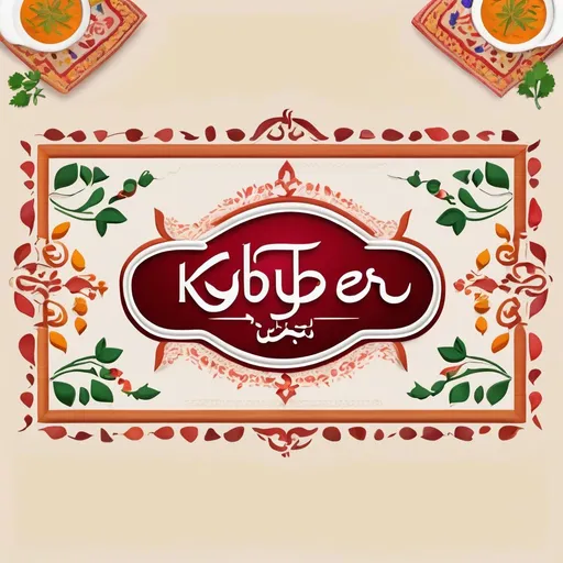 Prompt: Khyber (written in Urdu typography) Peshawari restaurant social media vector template that has space for a photograph of a food to be added, traditional Pakistani embroidery, cultural eatery aromas,, social media,high quality,  traditional design, vibrant colors, detailed embroidery, authentic cultural representation, social media template, traditional cuisine, intricate patterns, aromatic ambiance, professional, colorful, enticing