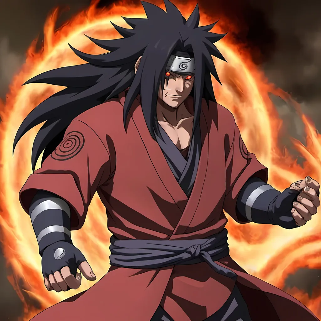 Prompt: Madara and Jiraya fusion to one person 