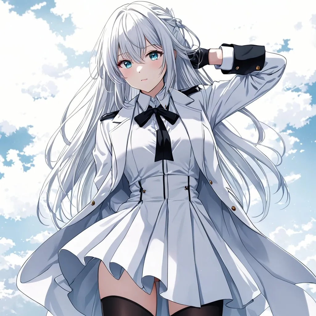 1girl, an anime girl with long white hair, anime art...