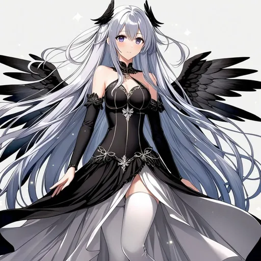 Prompt: 1girl, an anime girl with long blue hair, anime art, an anime drawing, dull eyes, purple eyes, tall woman, high quality, thin body, multiple wings, angel, six wings, hands behind back, head wings