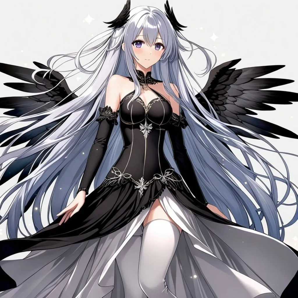Prompt: 1girl, an anime girl with long blue hair, anime art, an anime drawing, dull eyes, purple eyes, tall woman, high quality, thin body, multiple wings, angel, six wings, hands behind back, head wings