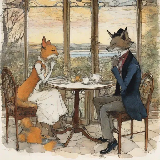 Prompt: A lovely afternoon meeting, anthropomorphic very pretty cats dressed in fashion clothes art by glen Keane, Sam Toft, Tillie Walden, William Timlin, Axel Scheffler, Charles Robinson, pol Ledent, endre penovac, Gustave Loiseau. inlay, watercolors and ink, beautiful, fantastic view, extremely detailed, intricate, best quality, highest definition, rich colours. intricate beautiful, award winning fantastic view ultra detailed, 3D high definition