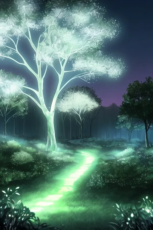 Prompt: Ethereal night nature scenario 