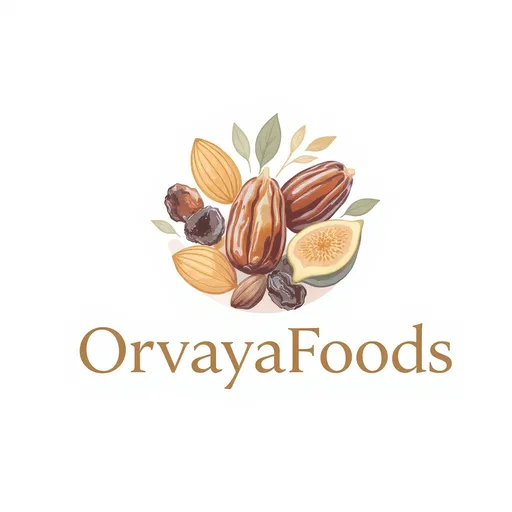 Prompt: OrvayaFoods  create a logo for it which should be showing all the dry fruits 
