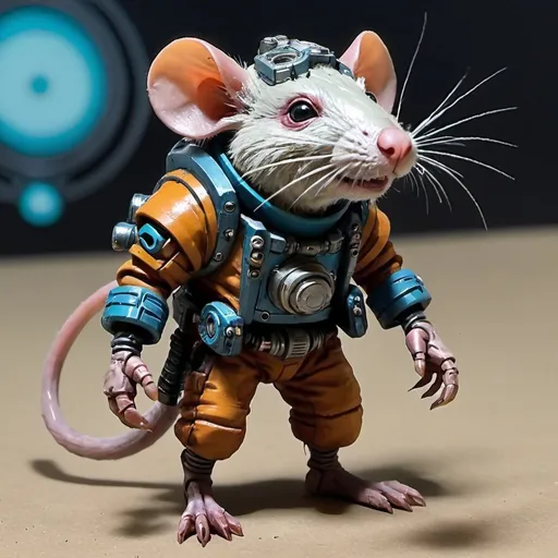 Prompt: Sci fi starfinder space faring Rat-person junker trading dirty robot parts