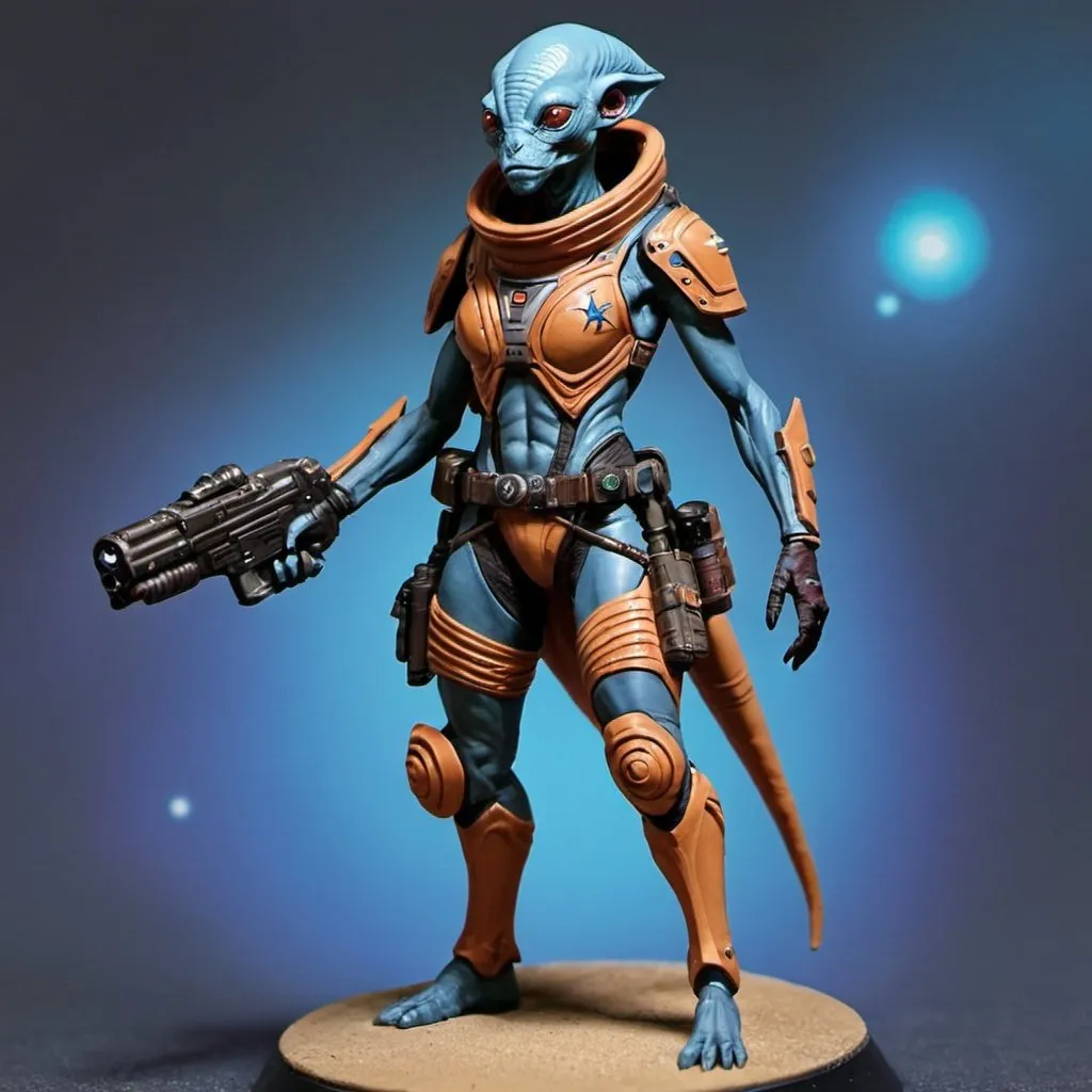 Prompt: sci fi starfinder space faring four-armed Kasatha alien bounty hunter