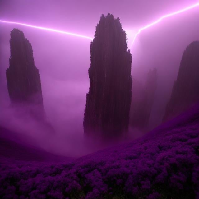 Prompt: a realm beyond our universe, the only light is that of dim purple rifts in the background far away, a void, space, heat death of the universe, in space, no ground, a vague eerie mist of purple stuff