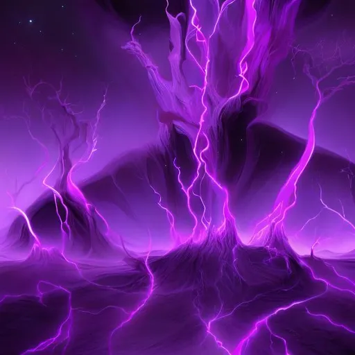 Prompt: an unstable realm beyond our universe an empty void with the light of purple glowing cracks in reality