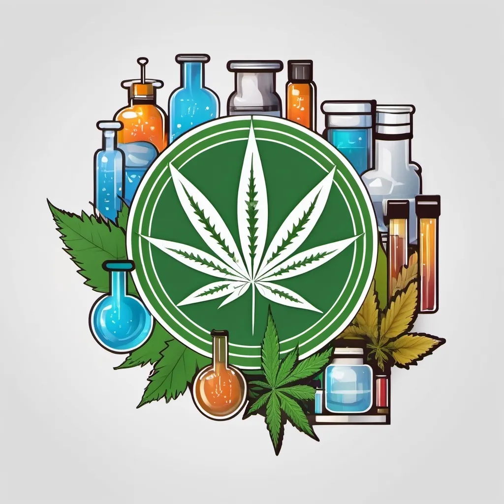 Prompt: A logo that includes pharmacy, pharmacology of cannabis, and vaccines and immunology