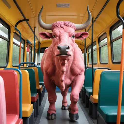 Prompt: Minotaur driving a bus