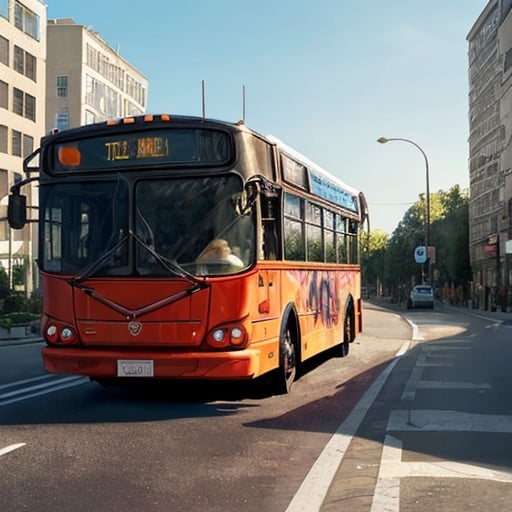 Prompt: Minotaur driving a bus