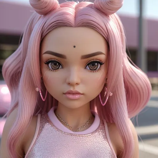 Prompt: 3D, precise, high quality, Bratz style 3D character, cute, high school times, pastel colors, light pink, detailed, vibrant, youthful, fashion-forward, whimsical, modern, high-res, high fidelity, pastel tones, bright lighting, aesthetic, chill, trendy, popular, glamour, glitter, younge, preppy, 