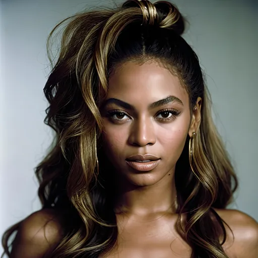 Prompt: 25years old Beyoncé, long hair, 90s vouge magazine photography style, 