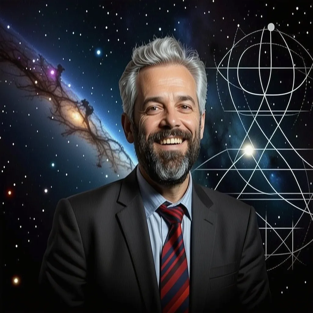Prompt: a happy man who is a physics teacher 