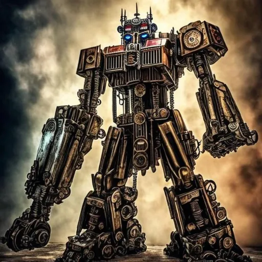 Prompt: steampunk optimus prime