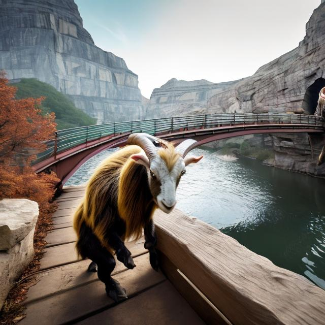 Prompt: an enraged troll onfronts a billy goat walking across the bridge he lives beneath