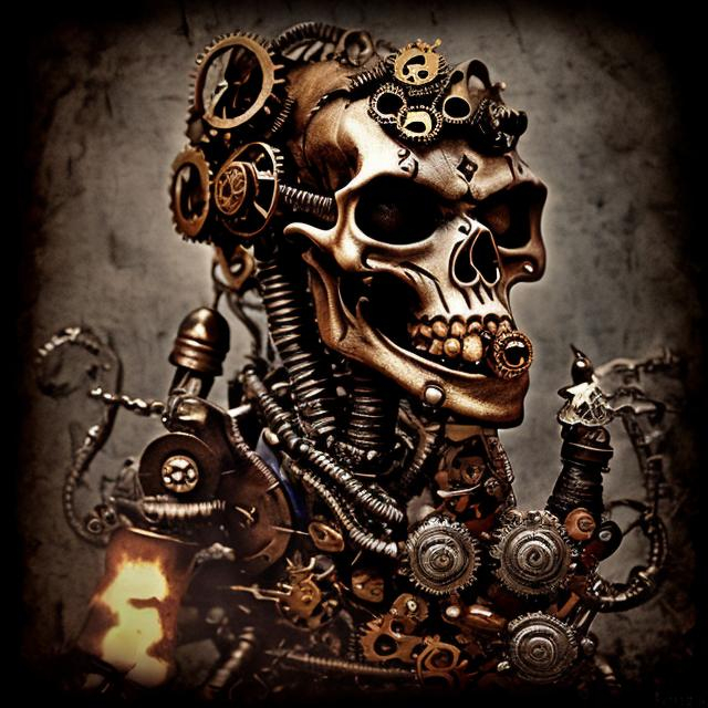 Prompt: Skelator & Hoarak steampunk photo quality.