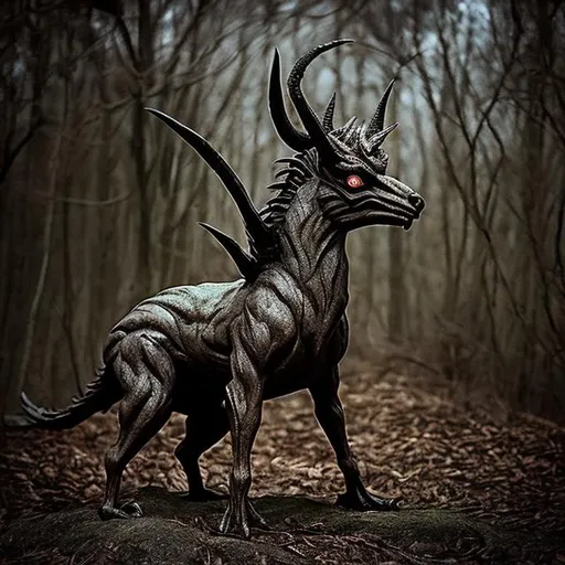 Prompt: a terrifying rendition of the jersey devil. photo quality 