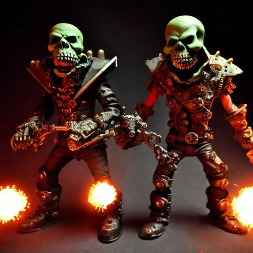 Prompt: Skelator & Trapjaw are the essence of rage & hatred.  steampunk photo quality