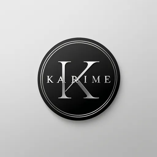 Prompt: Circular logo for Kaarrmmee accessories, minimalistic design, sophisticated and elegant, high-res, monochromatic, polished metal finish, minimalist, sleek typography, minimalistic, high quality, elegant design, refined, professional, clean lines, subtle shine, simple, minimalist, sophisticated, polished, refined, professional, high-res, monochromatic