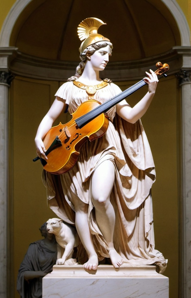 Prompt: The goddess Athena fused with Mozart 