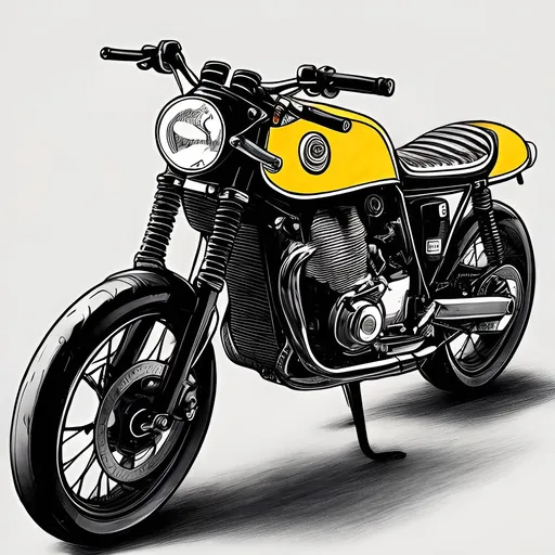 Prompt: Cafe racer bike full color realistic simple draw 