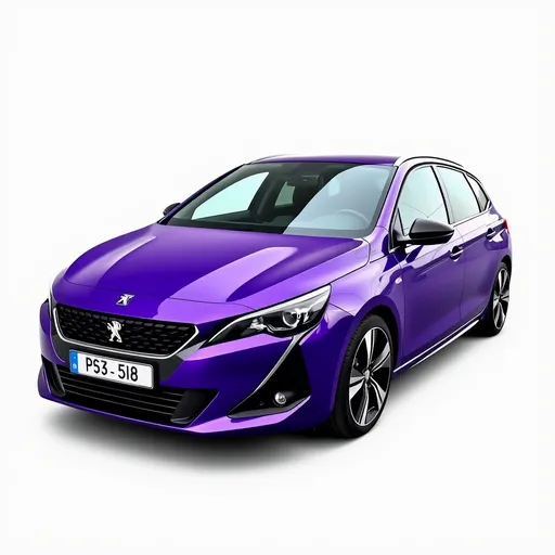 Prompt: 308 SW GT Line from Peugeot, year 2021, use the car from Peugeot and colour it with the BMW purple
