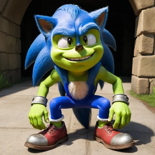 Prompt: Sonic as shrek