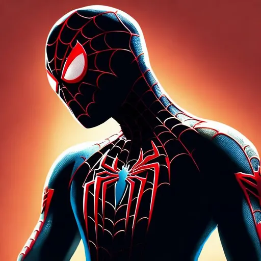 Prompt: iconic profile picture just black spiderman less detailed let him look at the screen