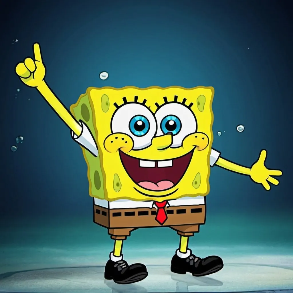 Prompt:  SpongeBob so so so happy that he's dancing
