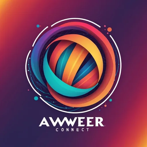 Prompt: Generate a logo featuring the text 'Aweer Connect' written in a wavy, dynamic font. Integrate geometric shapes and patterns in the background, representing connectivity and movement. Use a vibrant and engaging color scheme.