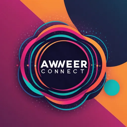 Prompt: Generate a logo featuring the text 'Aweer Connect' written in a wavy, dynamic font. Integrate geometric shapes and patterns in the background, representing connectivity and movement. Use a vibrant and engaging color scheme.