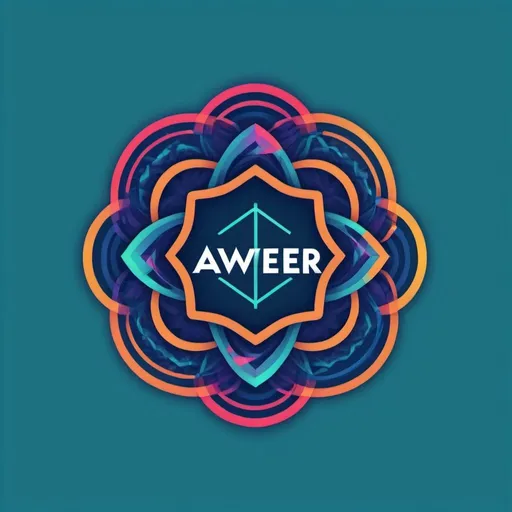 Prompt: Generate a logo featuring the text 'Aweer Connect' written in a wavy, dynamic font. Integrate geometric shapes and patterns in the background, representing connectivity and movement. Use a vibrant and engaging color scheme.