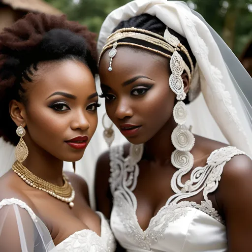 Prompt: afrocentric a beautiful African Village bride in placing a curse on a rival on her wedding day, hyper-detailed, hyper-realistic, photorealistic, photography

