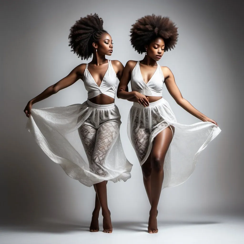 Prompt: double exposure, dynamic, full body standing in a proud, regal pose and position, hyper detailed, hyper realistic, ghost effect, afrocentric, beautiful dark skin nubian young women, dancing





