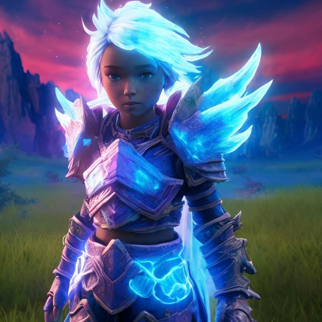 Prompt: Sky: Children of the sky HD art style, ((bright colors)) (((DreamShaper Version 1))),  blue gear, white armor, unreal engine, 8k octane, 3d lighting, full body, full armor