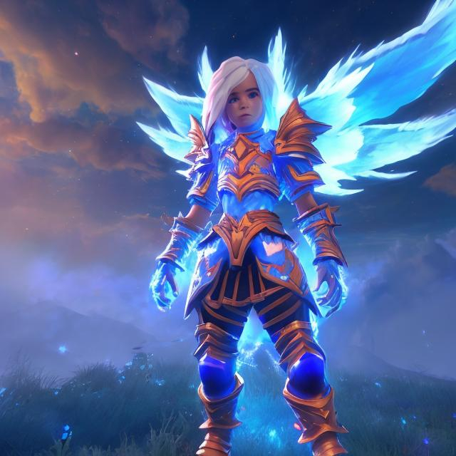 Prompt: Sky: Children of the sky HD art style, player, ((bright colors)) (((DreamShaper Version 1))),  blue gear, white armor, unreal engine, 8k octane, 3d lighting, full body, full armor