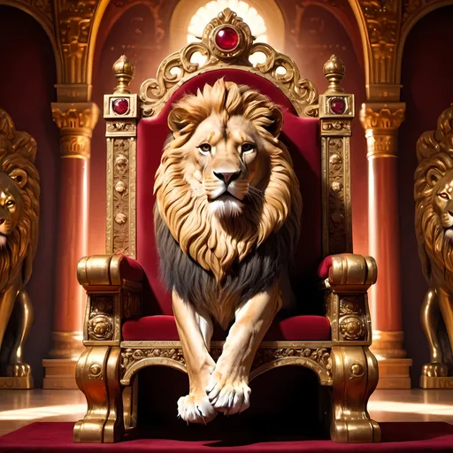 Prompt: a lion king on throne