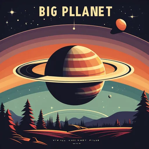 Prompt: Big Planet like saturn WPA Style Poster
