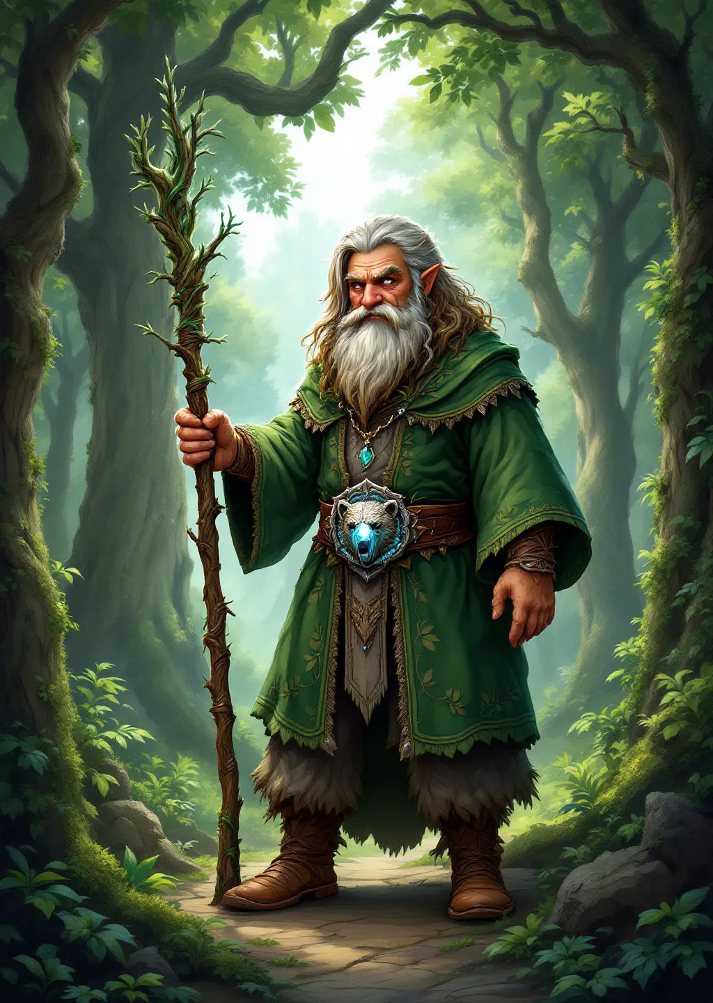 Prompt: Forest gnome druid wearing a belt of giant strength