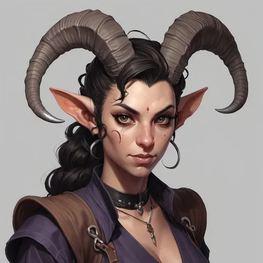 Prompt: tiefling with cut off horns. 