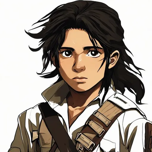 Prompt: Young boy, cuban guerrilla, long hair, high detail anime