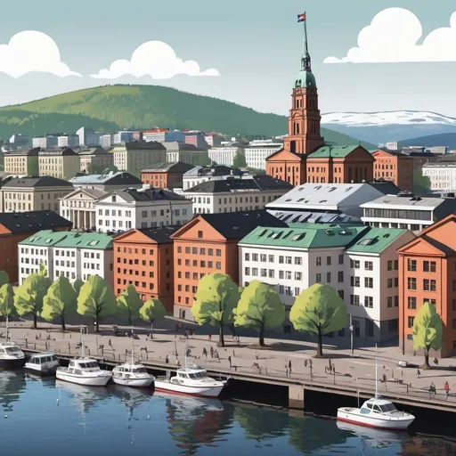 Prompt: In a cartoonish style, a picture of Oslo, Norway
