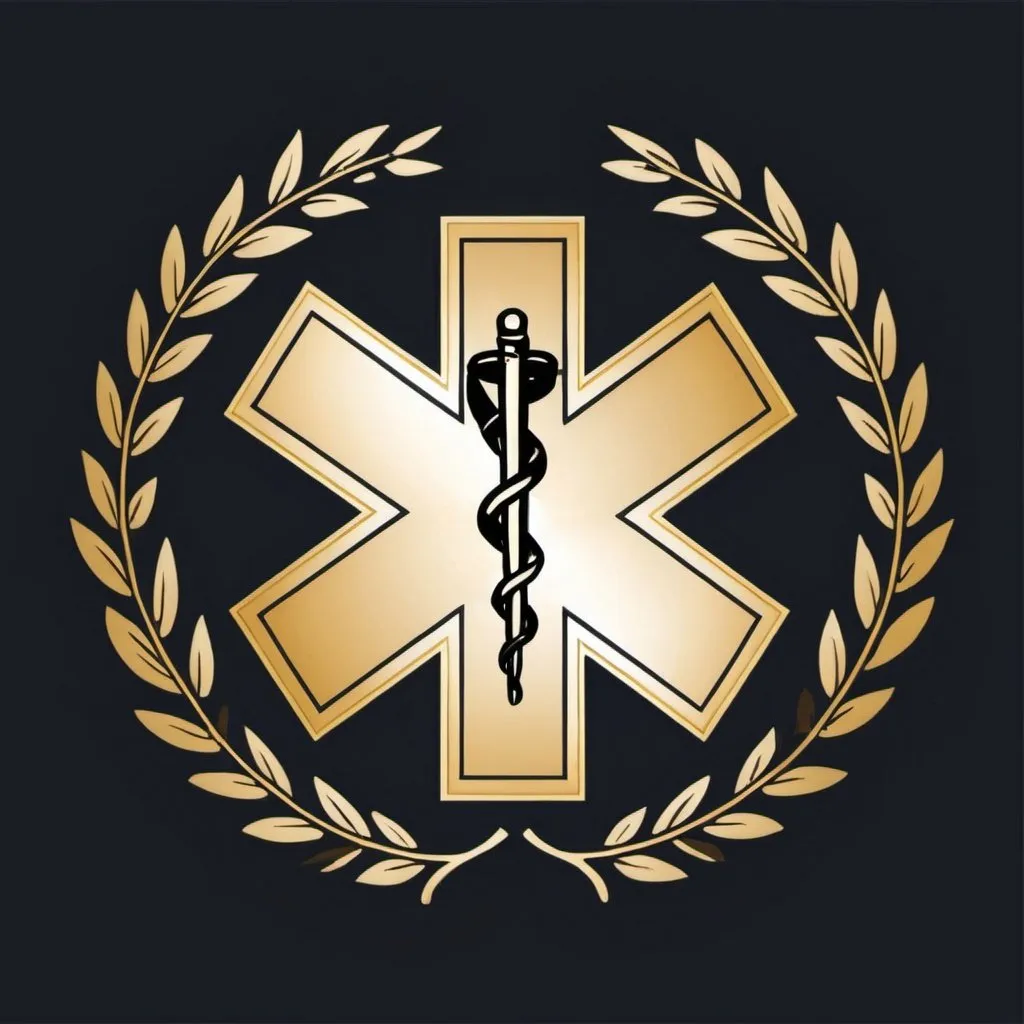 Prompt: Create a logo based on the star of life which is gold in color and surrounded by a gold laurel wreath with the writing AE Medical Services Ltd underneath