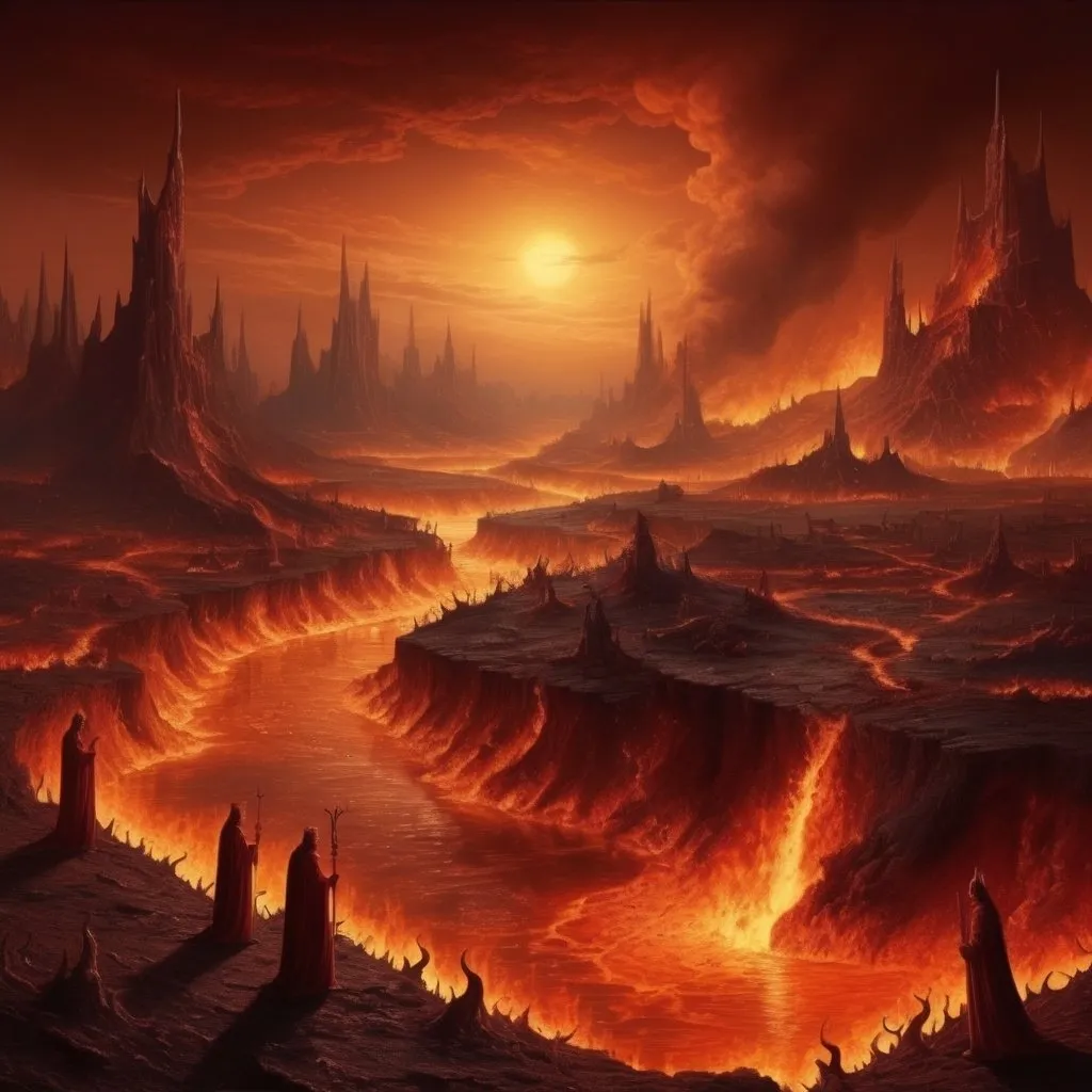 Prompt: Biblically accurate depiction of hell landscape