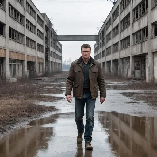 Prompt: jack reacher walking into Chernobyl